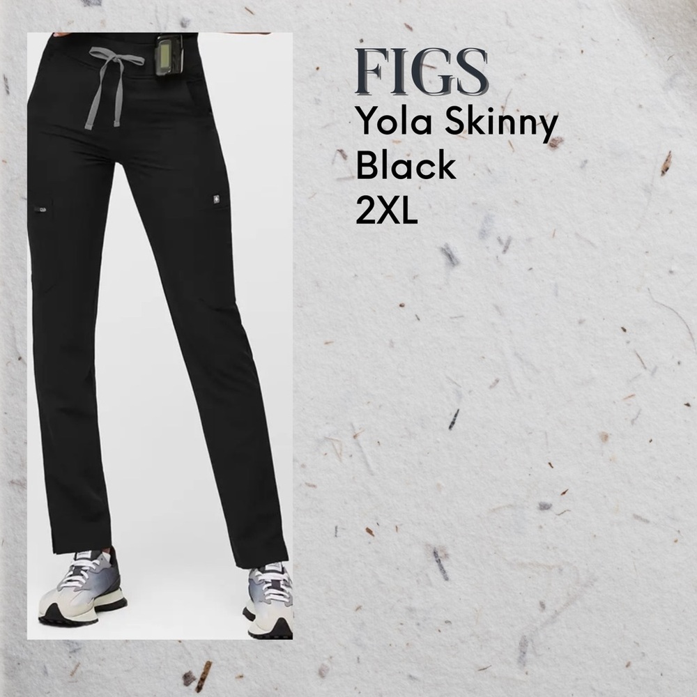 FIGS Yola Skinny Black Scrub Pants